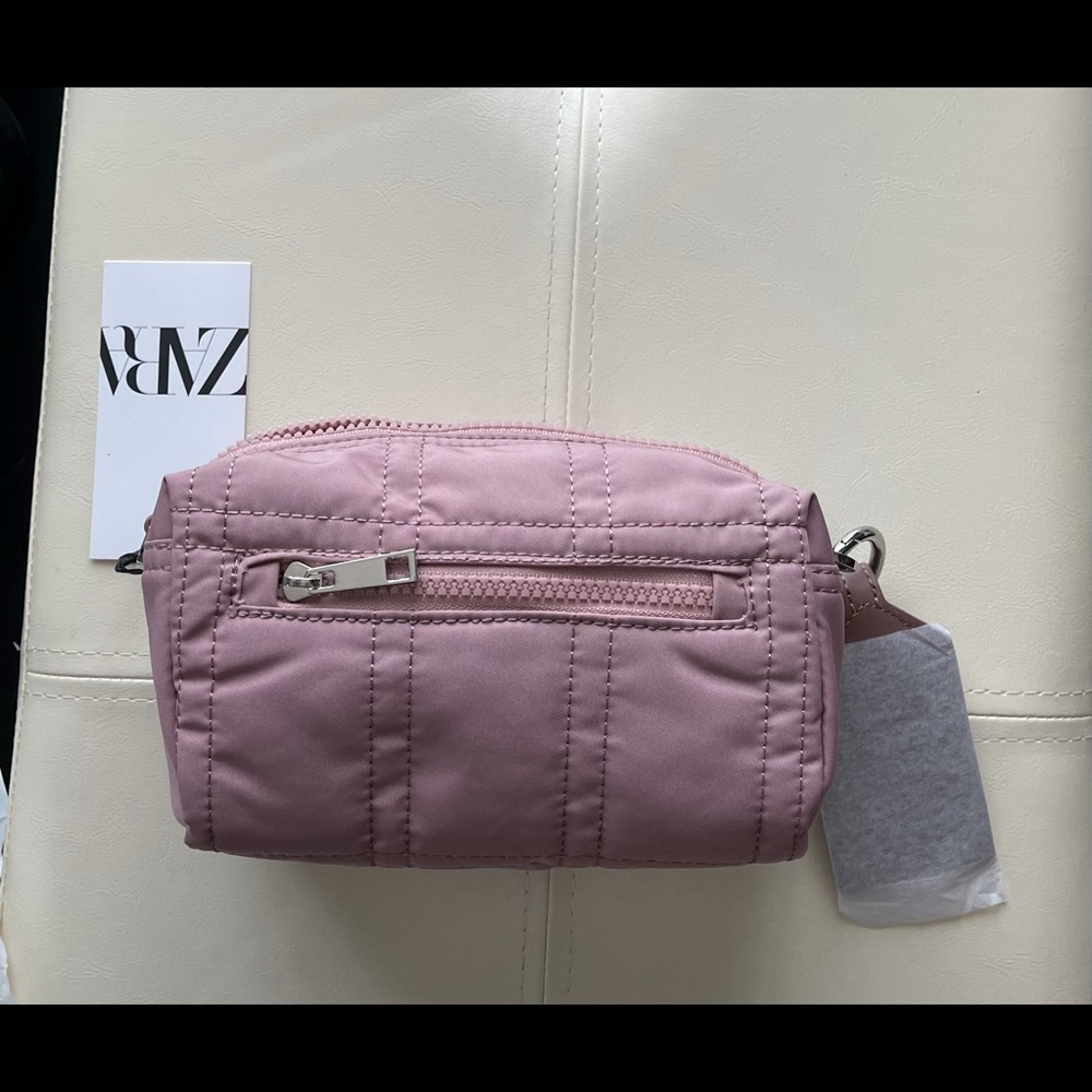 Zara Nylon Toiletry Bag w/ Topstitching Pink